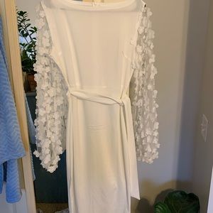 Floral sleeve white dress